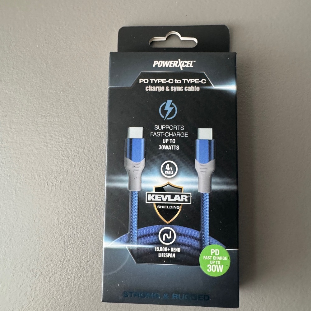 Blue PD Type-C to Type-C Charge & Sync Cable